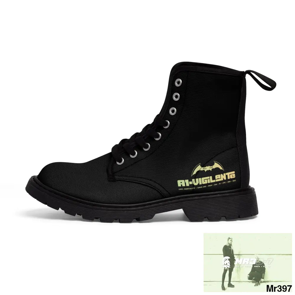 A1- Vigilante Black Canvas Boots Shoes