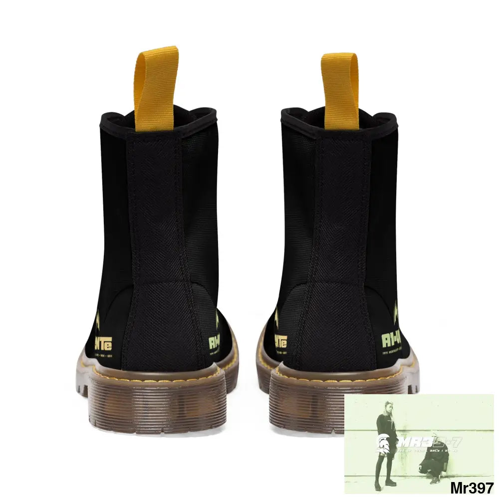 A1- Vigilante Black Canvas Boots Shoes