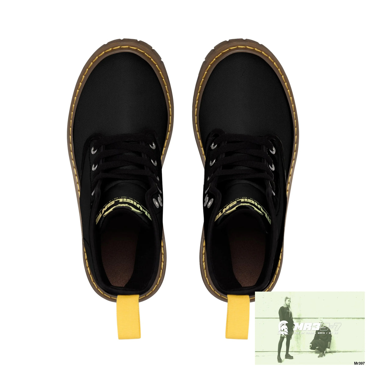 A1- Vigilante Black Canvas Boots Shoes