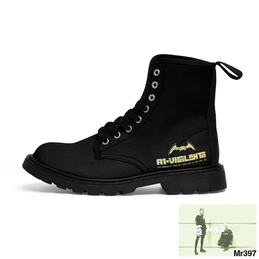 A1- Vigilante Black Canvas Boots Shoes