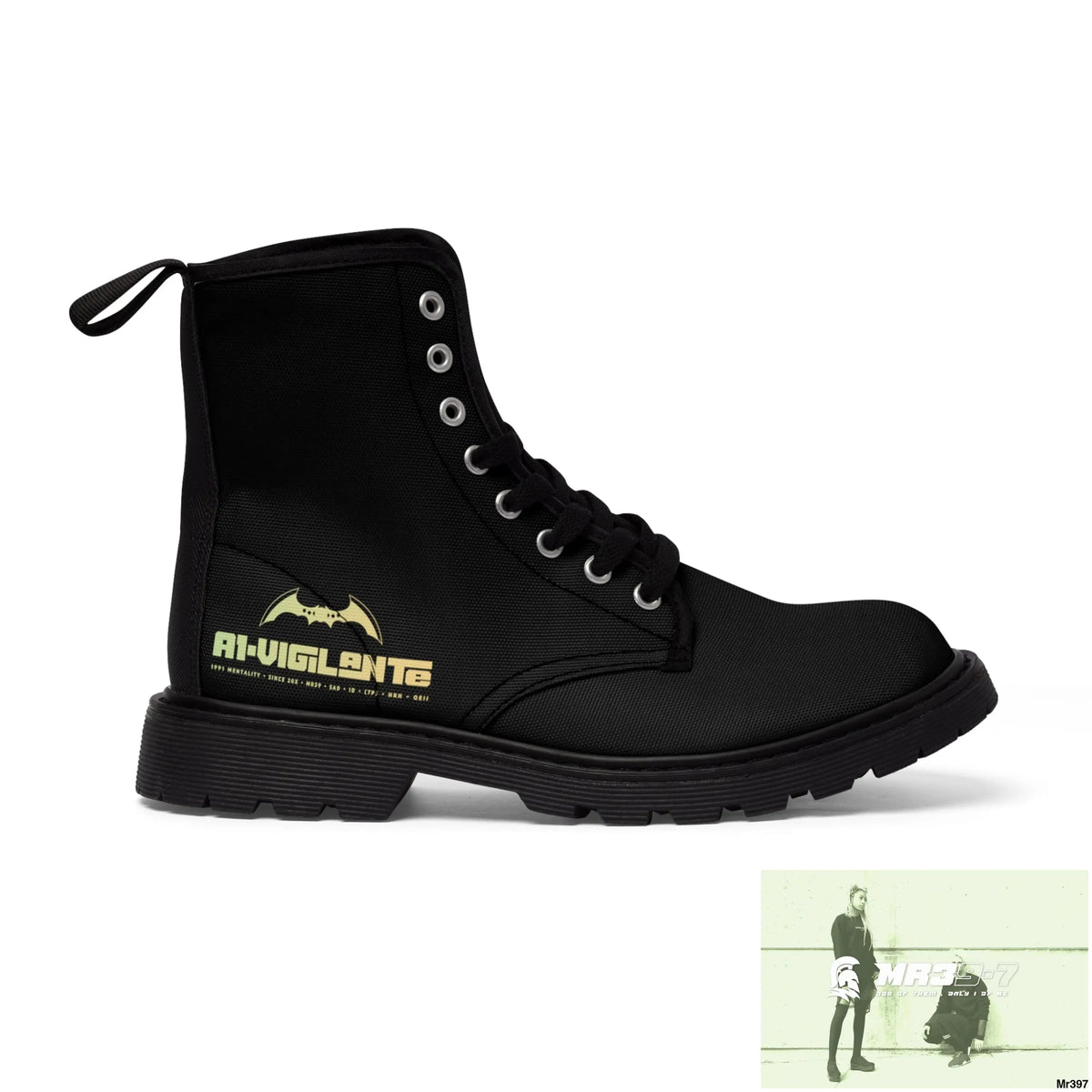 A1- Vigilante Black Canvas Boots Shoes