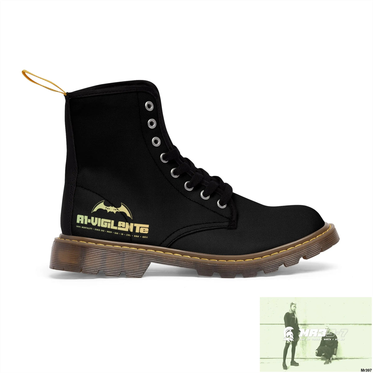 A1- Vigilante Black Canvas Boots Shoes
