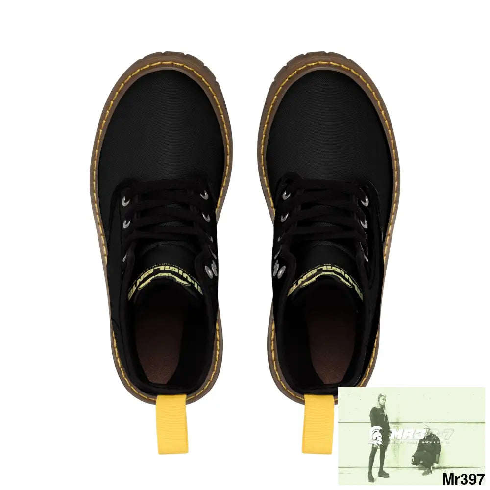 A1- Vigilante Black Canvas Boots Shoes