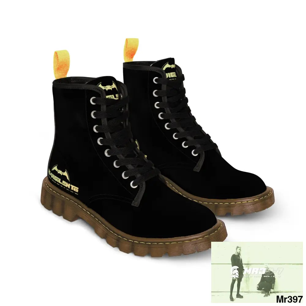 A1- Vigilante Black Canvas Boots Shoes
