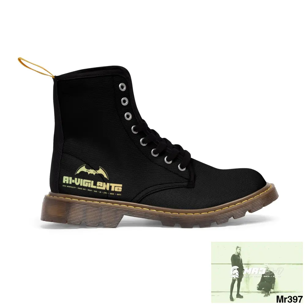 A1- Vigilante Black Canvas Boots Shoes