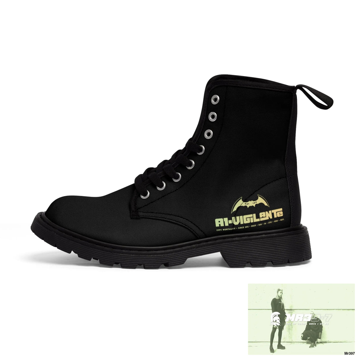 A1- Vigilante Black Canvas Boots Shoes