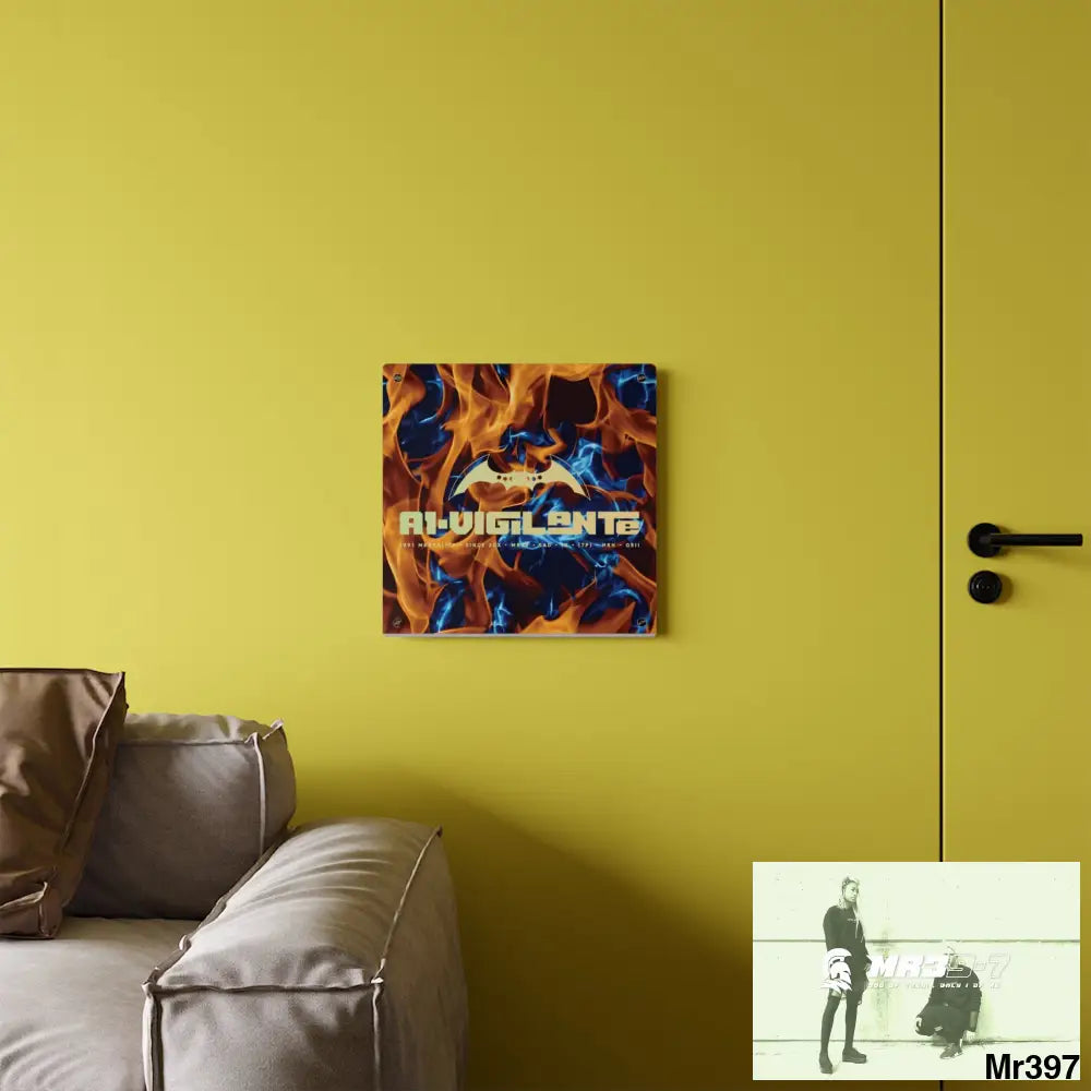 A1-Vigilante Blue Explosion Flames on a Dark Background Acrylic Wall Art Panels Home Decor