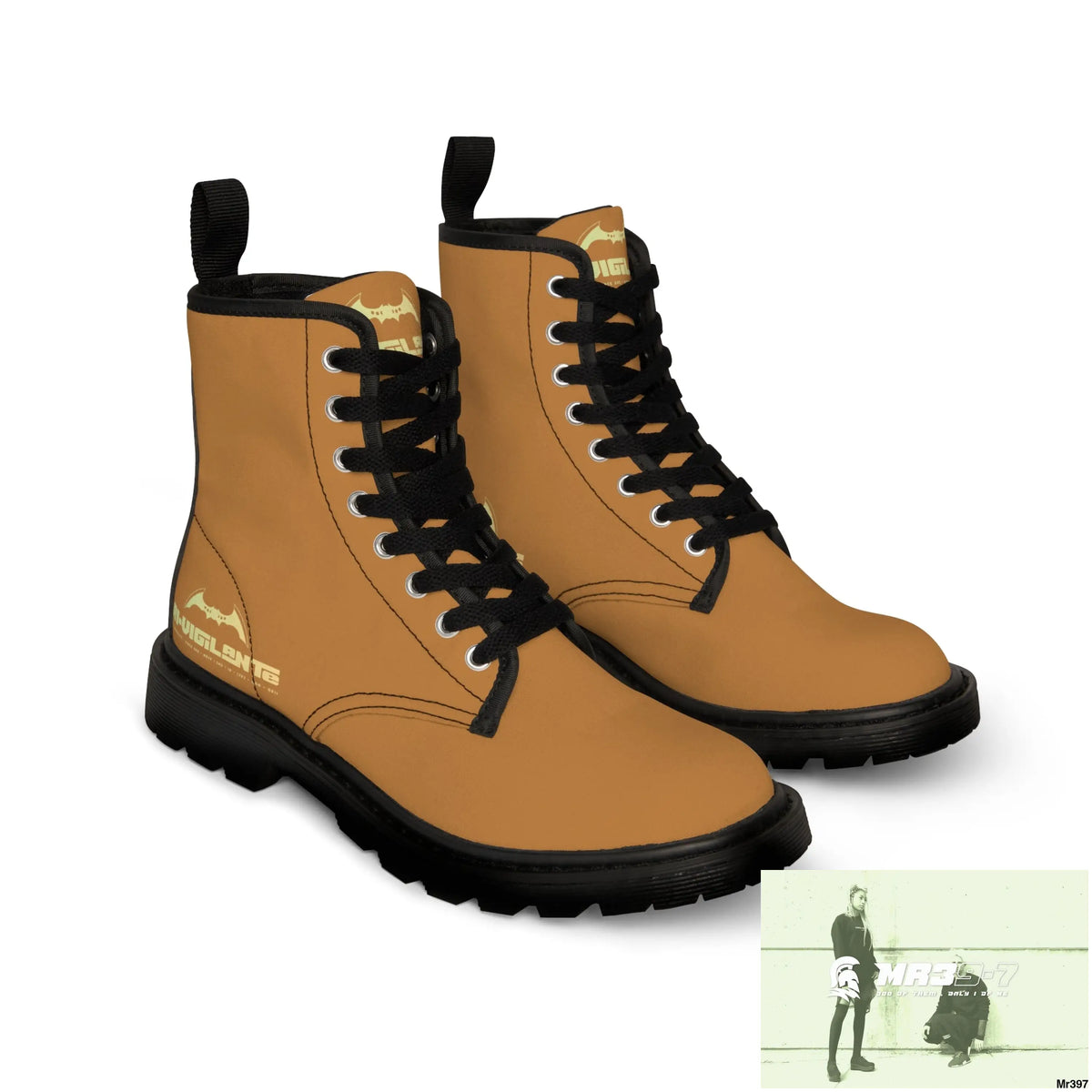 A1- Vigilante Brown Canvas Boots Shoes