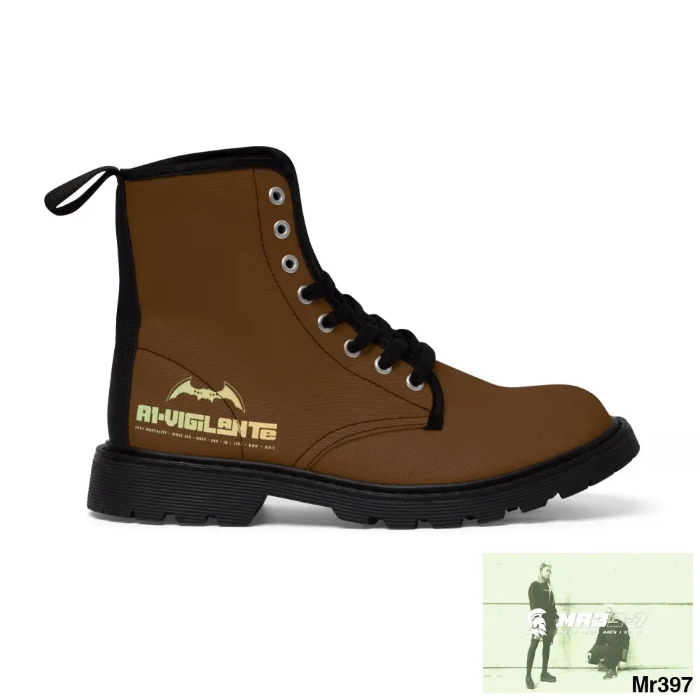 A1- Vigilante Brown Canvas Boots Shoes