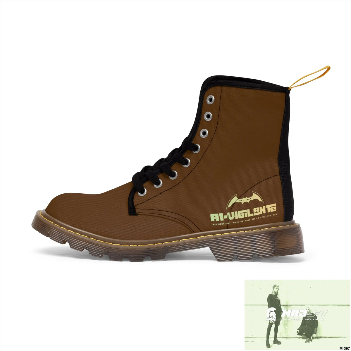 A1- Vigilante Brown Canvas Boots Shoes
