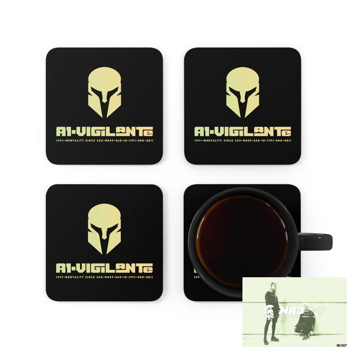 A1-Vigilante Corkwood Coaster Set Cork / 3.75’’ × 3.75’’ / Square Home Decor