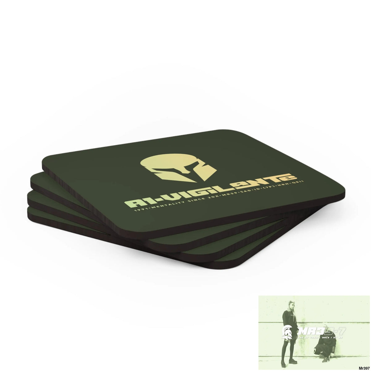 A1-Vigilante Corkwood Coaster Set Cork / 3.75’’ × 3.75’’ / Square Home Decor