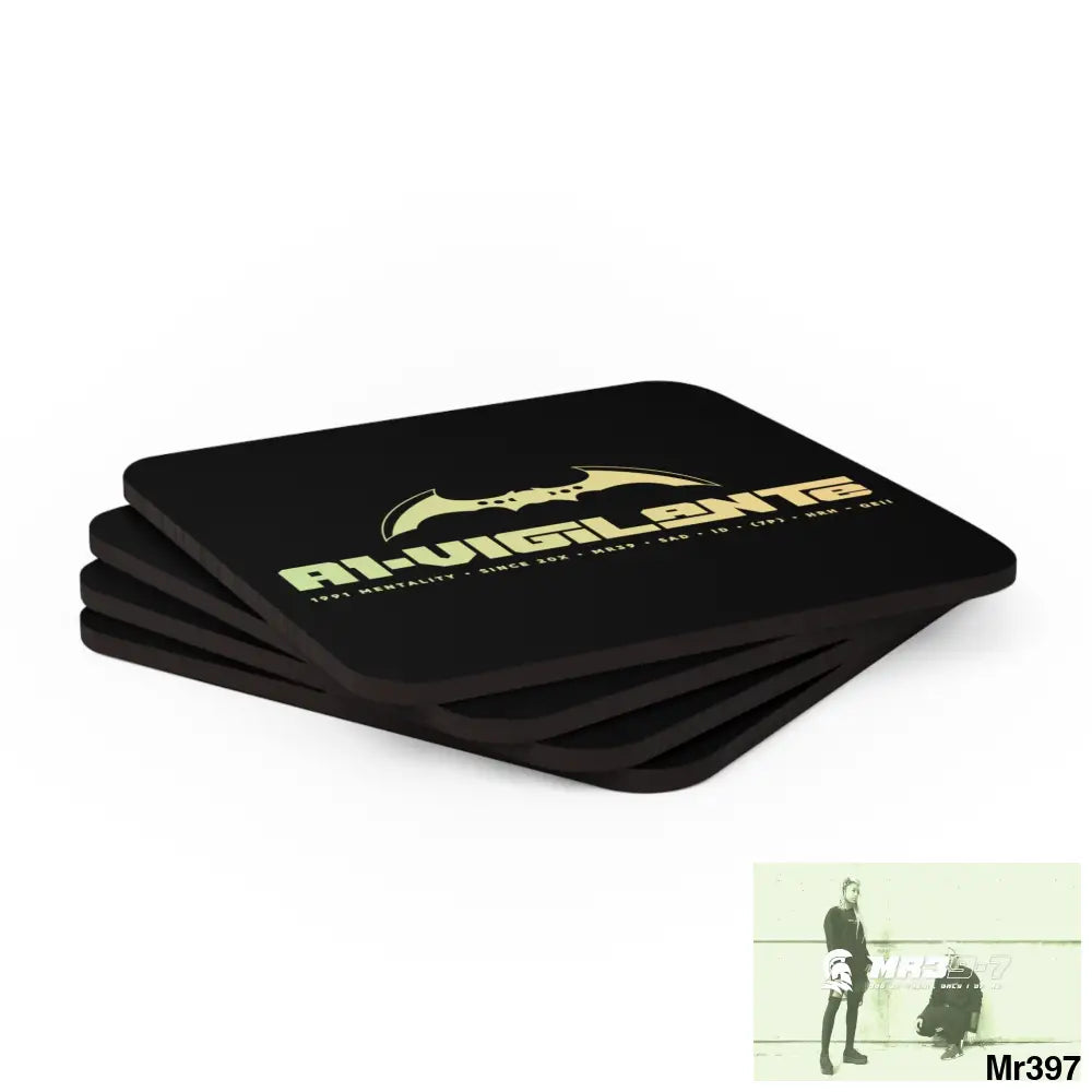 A1-Vigilante Corkwood Coaster Set Cork / 3.75’’ × 3.75’’ / Square Home Decor