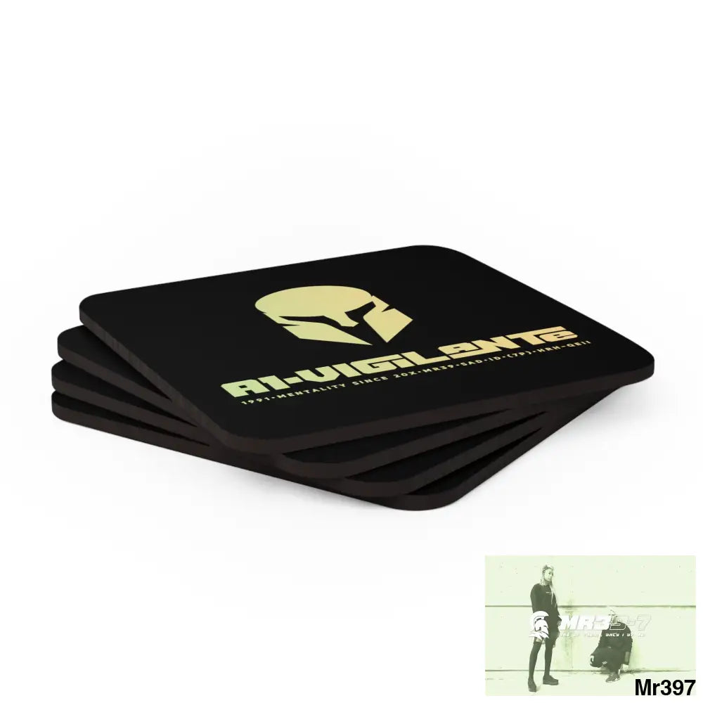 A1-Vigilante Corkwood Coaster Set Cork / 3.75’’ × 3.75’’ / Square Home Decor