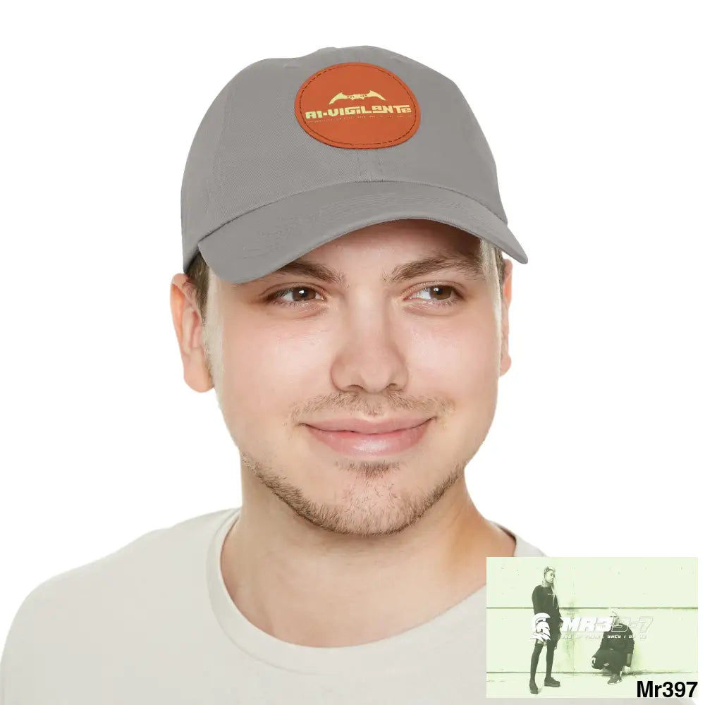 A1.Vigilante Dad Hat with Leather Patch (Round) Hats