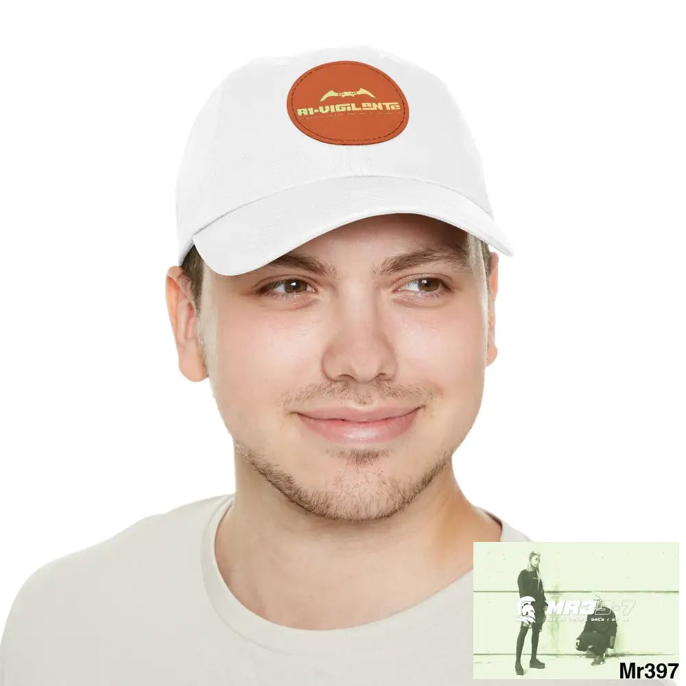 A1.Vigilante Dad Hat with Leather Patch (Round) Hats