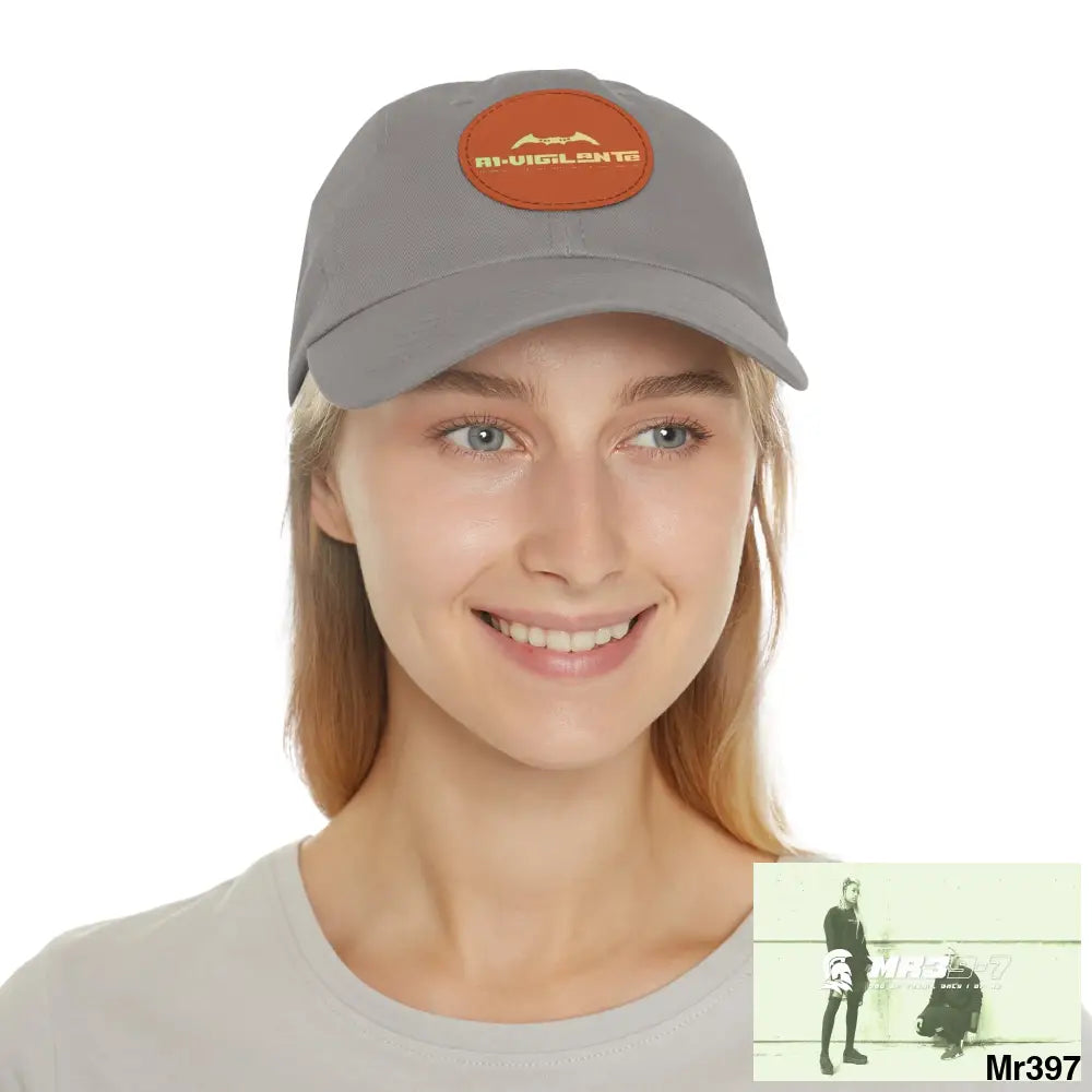A1.Vigilante Dad Hat with Leather Patch (Round) Hats