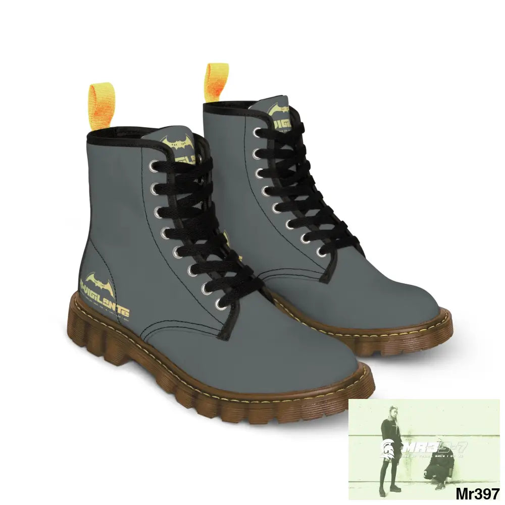 A1- Vigilante Dark Grey Canvas Boots Shoes