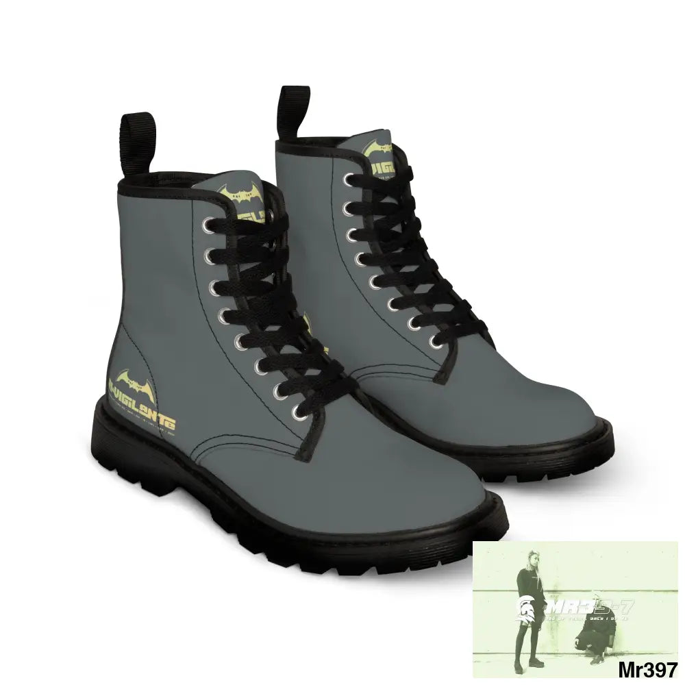 A1- Vigilante Dark Grey Canvas Boots Shoes