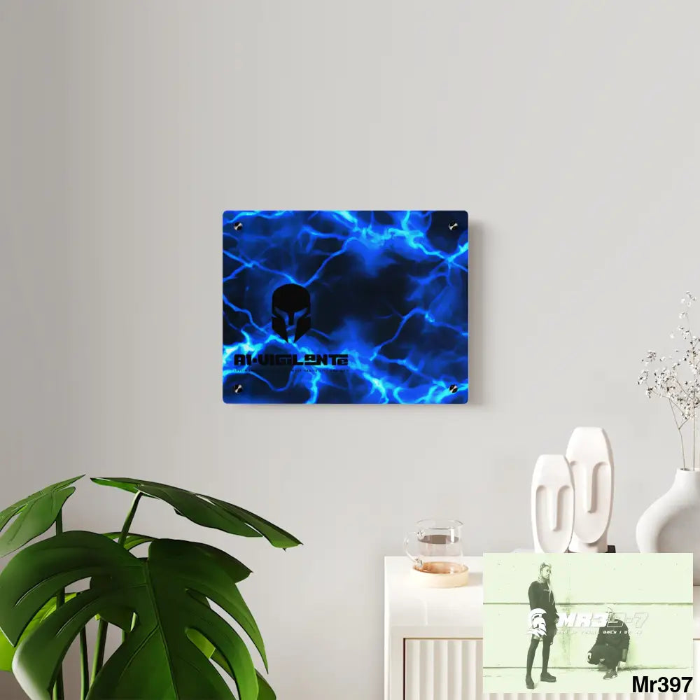 A1-Vigilante Electric Blue Acrylic Wall Art Panels Home Decor