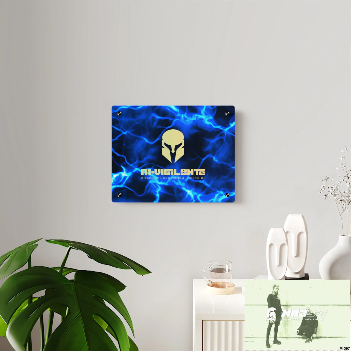 A1-Vigilante Electric Blue Acrylic Wall Art Panels Home Decor