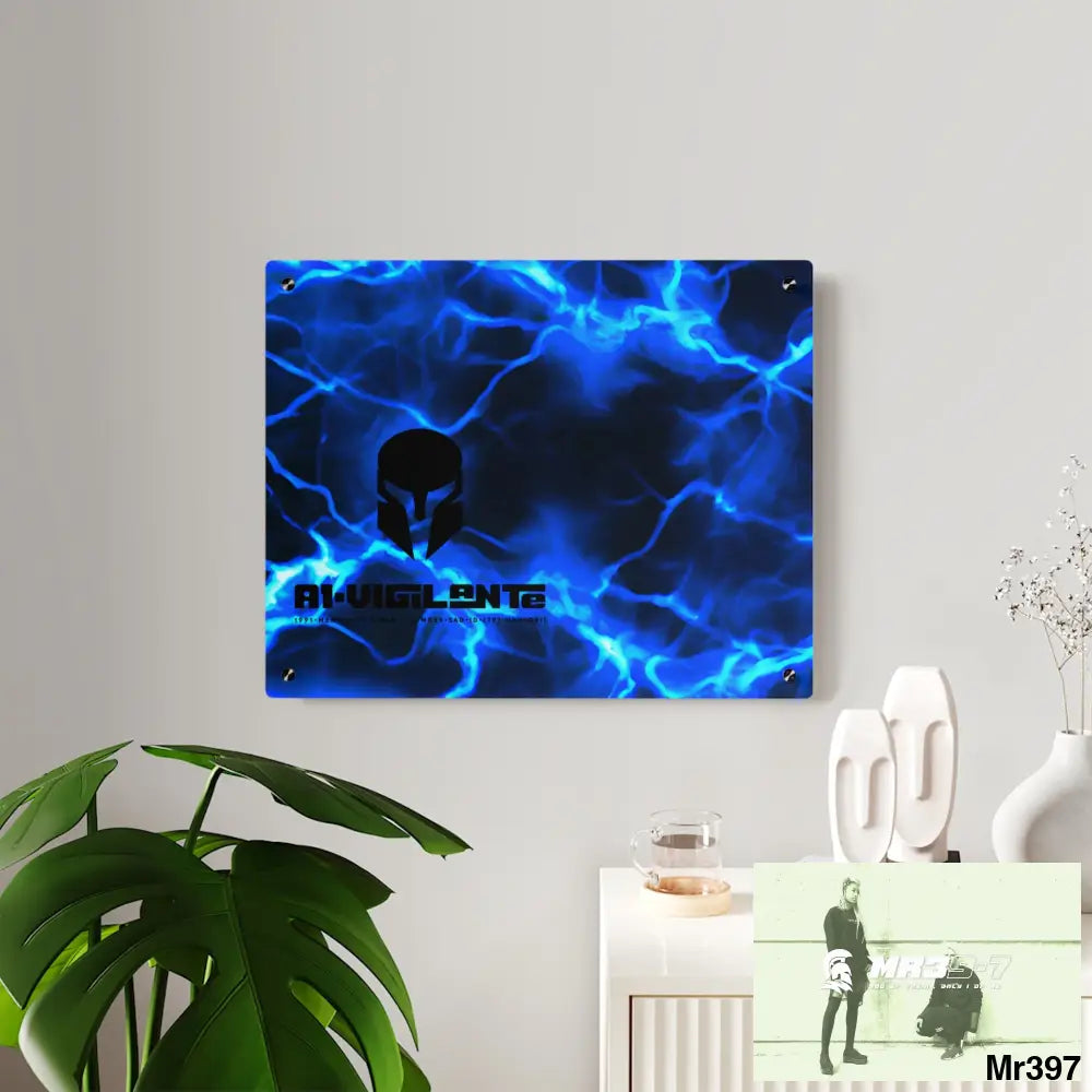 A1-Vigilante Electric Blue Acrylic Wall Art Panels Home Decor