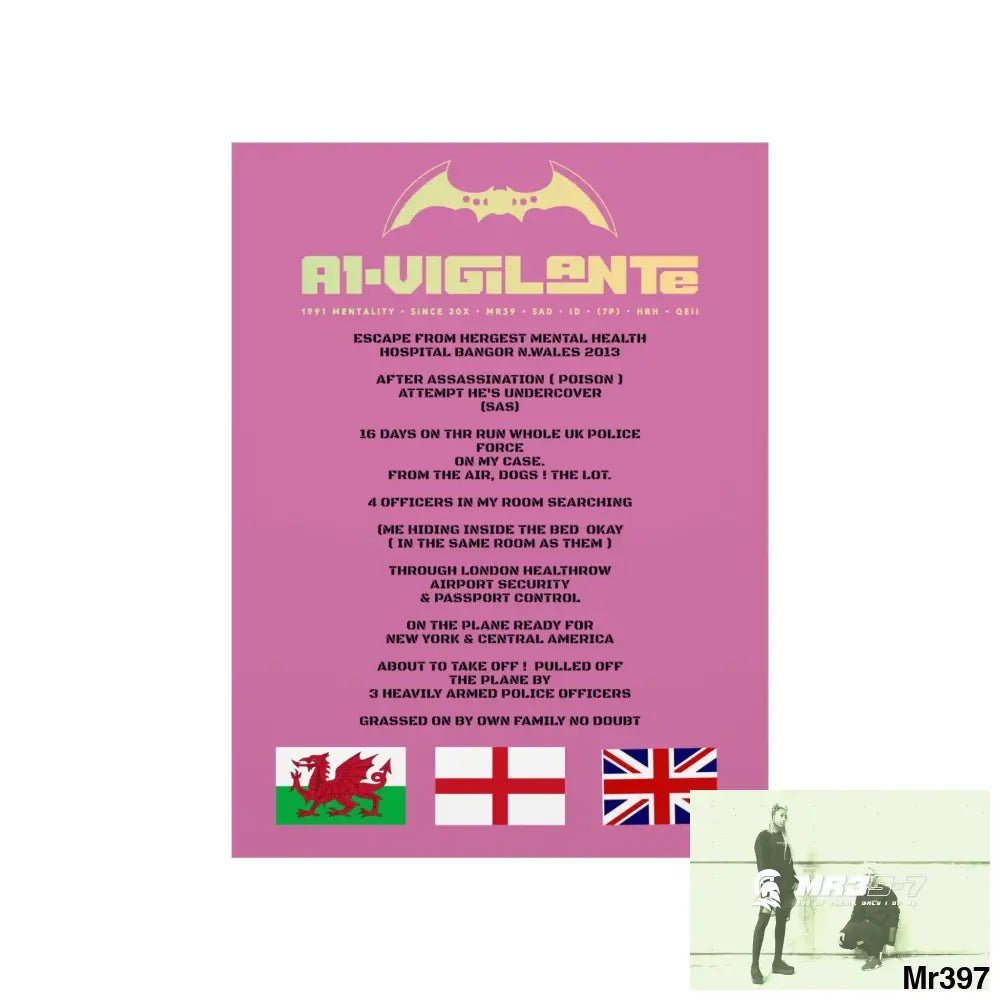 A1-Vigilante Escape from Hergest MH Hospital 2013 Matte Vertical Posters Poster