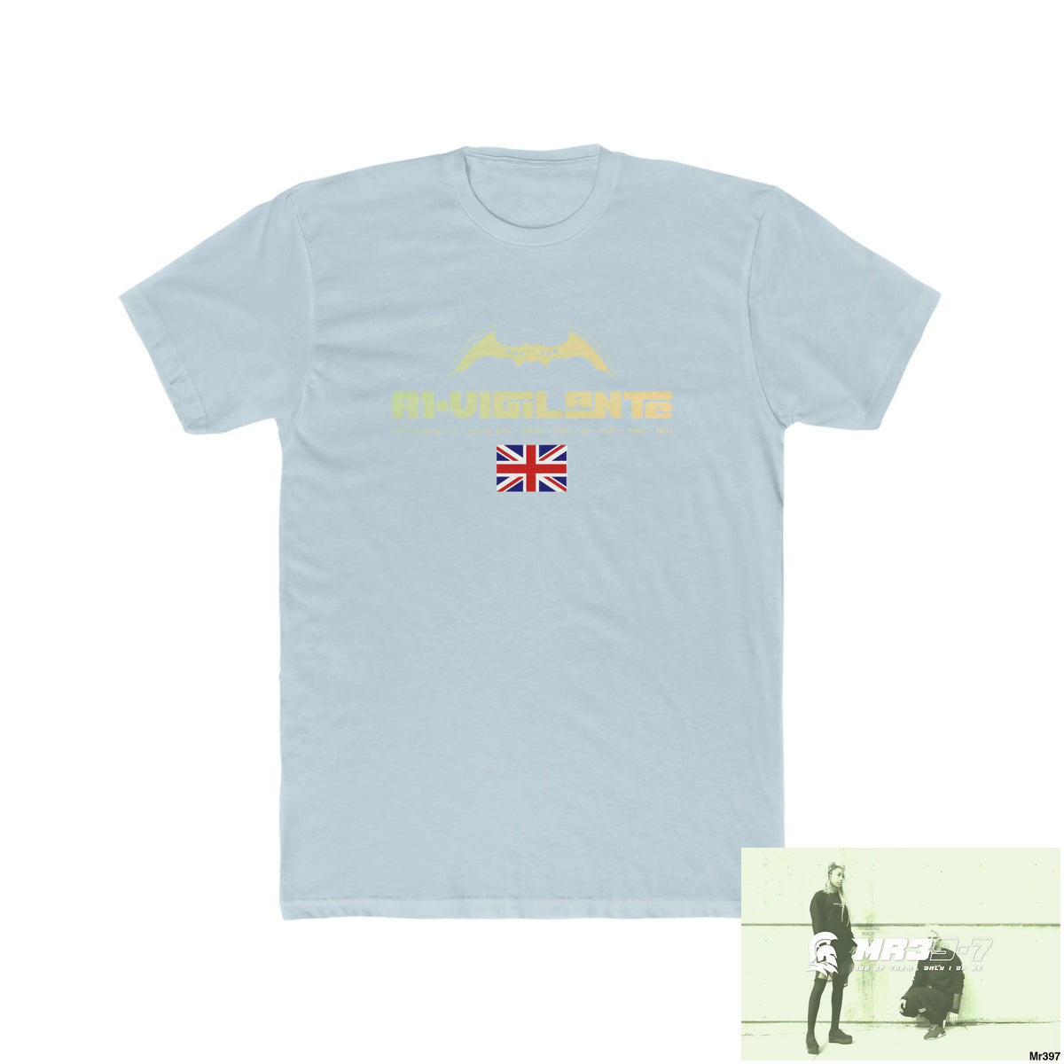 A1-Vigilante FUCK COUNTY LINES Men’s Cotton Crew Tee Solid Light Blue / S T-Shirt