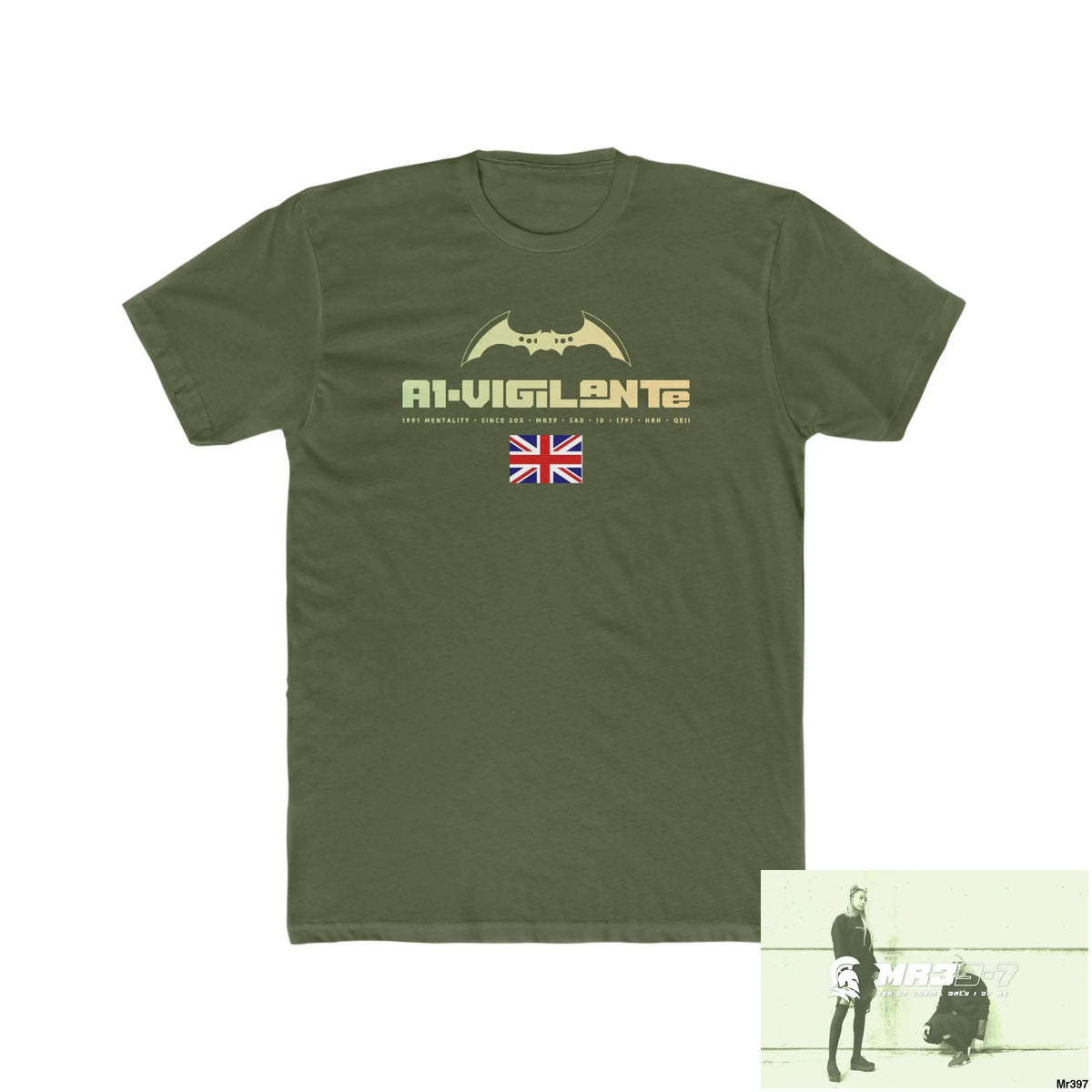 A1- Vigilante FUCK COUNTY LINES Men’s Cotton Crew Tee Solid Military Green / XS T-Shirt