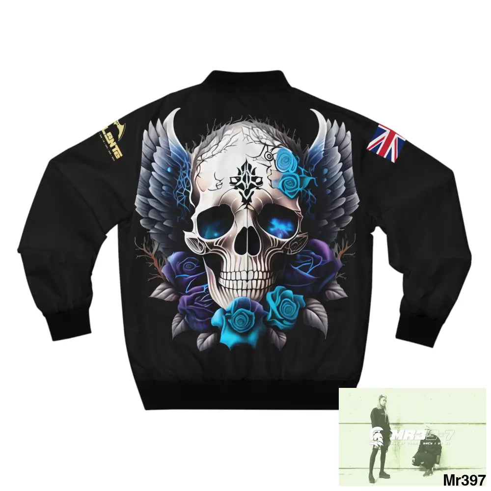 A1-Vigilante GBR Gothic Skull with Wings and Roses Men’s Bomber Jacket (AOP) All Over Prints