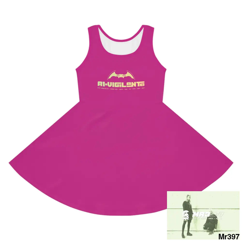 A1-Vigilante Girls Sleeveless Sundress (AOP) Seam thread color automatically matched to design / 2T All Over Prints