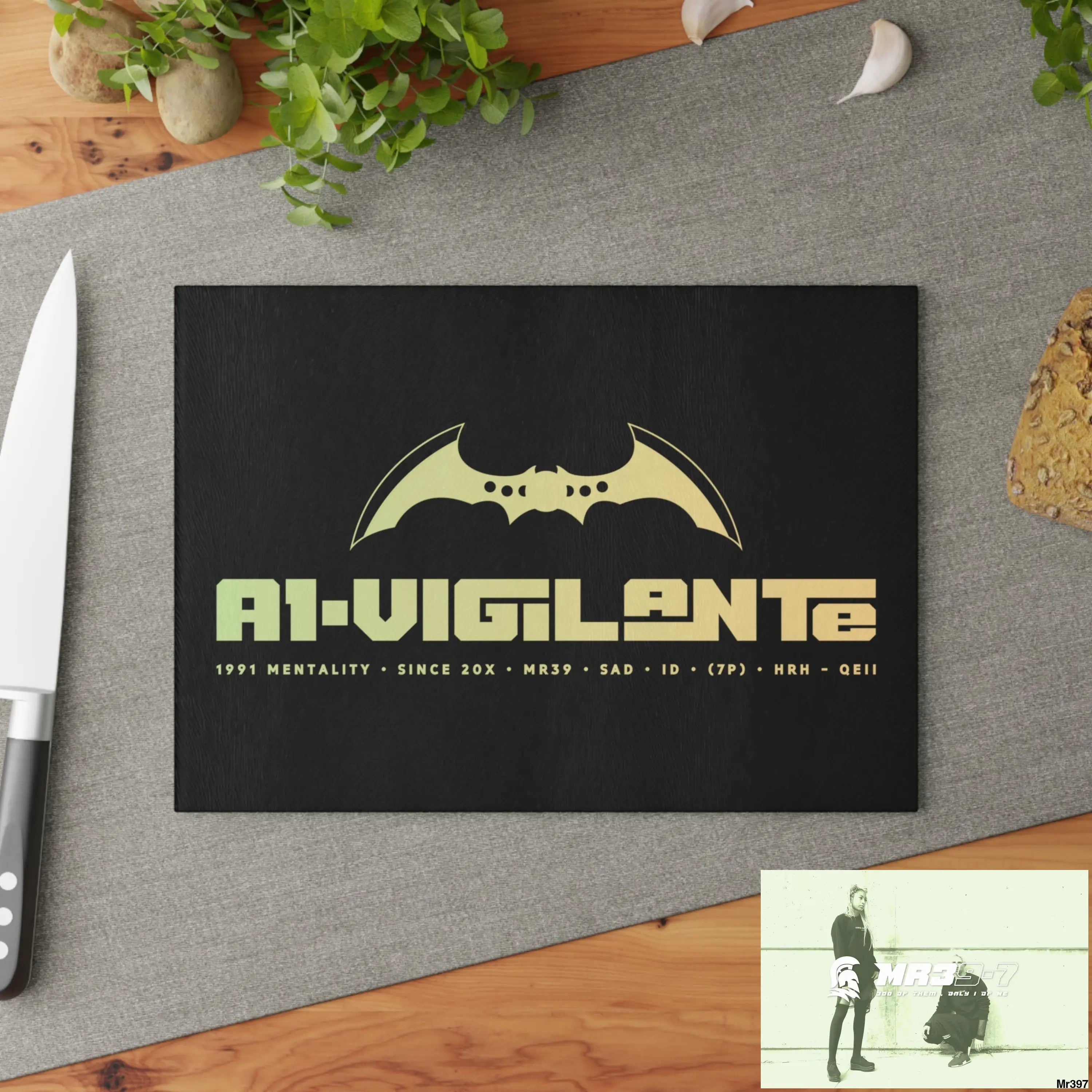 A1- Vigilante Glass Cutting Board Home Decor