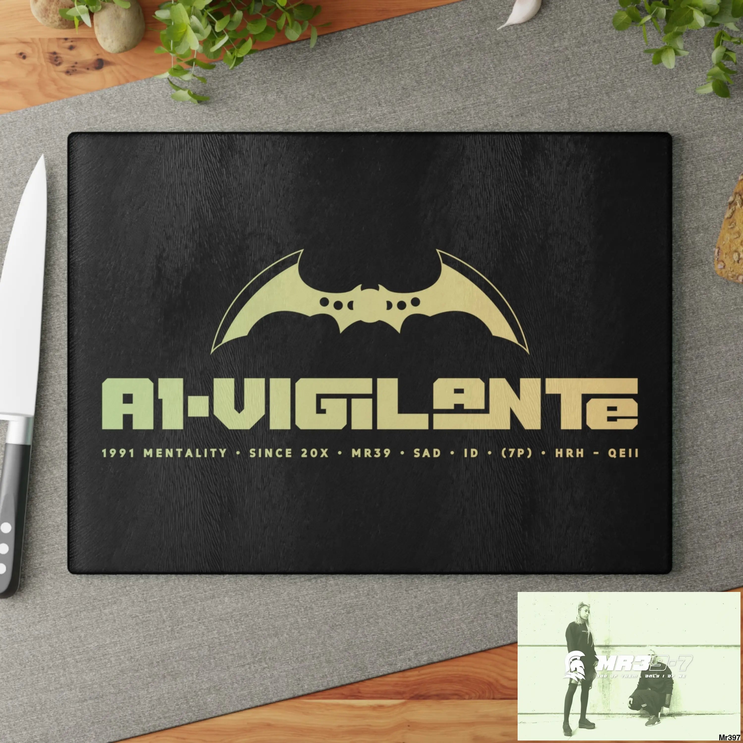 A1- Vigilante Glass Cutting Board Home Decor