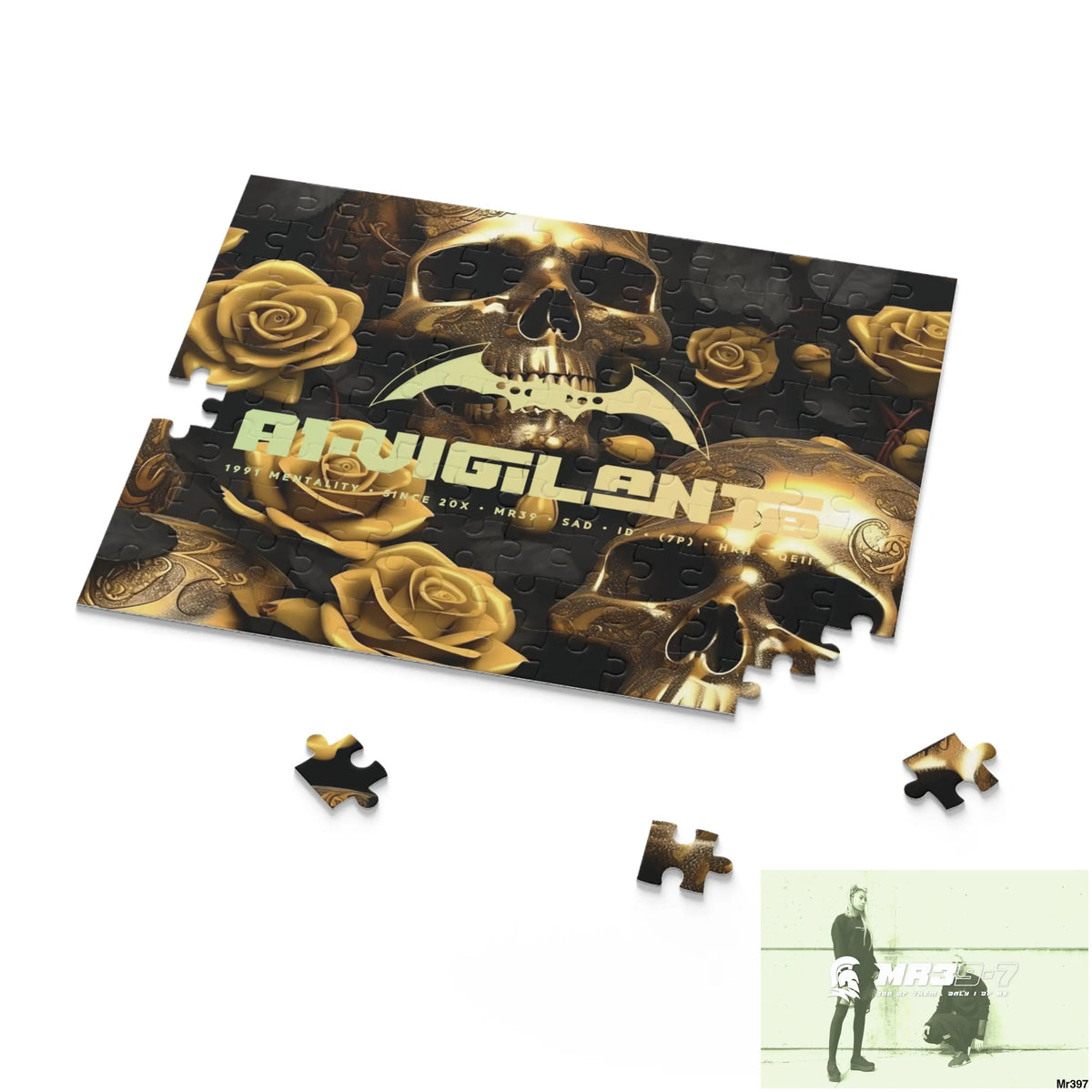 A1-Vigilante Gold Gothic skulls & Roses Puzzle (120 252 500-Piece) Puzzle