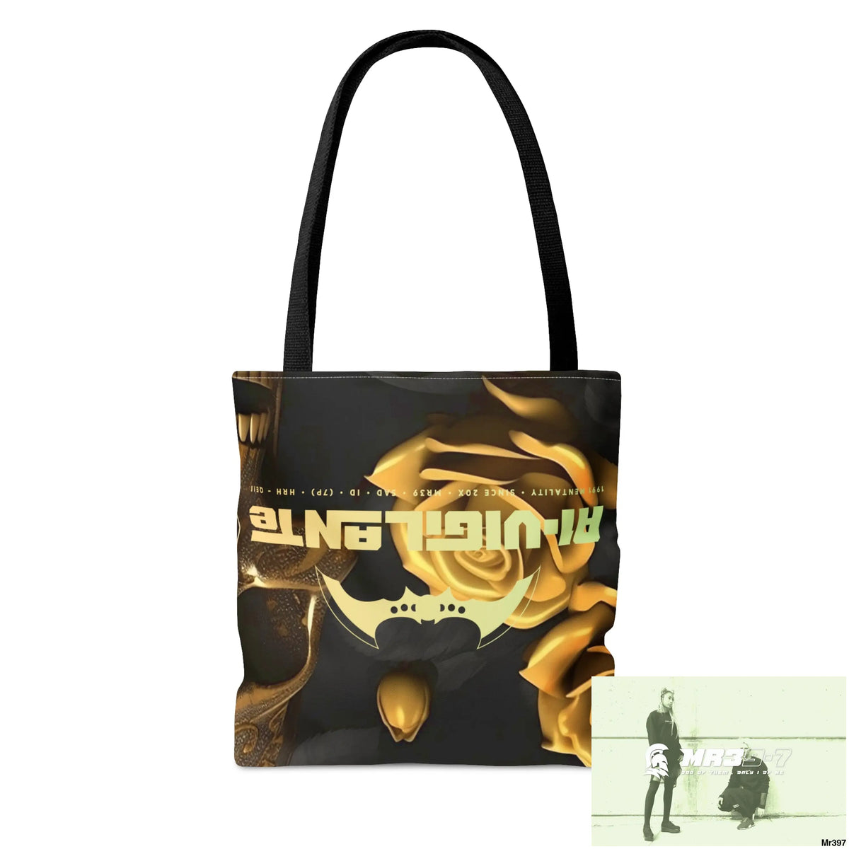 A1-Vigilante Gothic Gold skulls & Roses Tote Bag (AOP) Bags