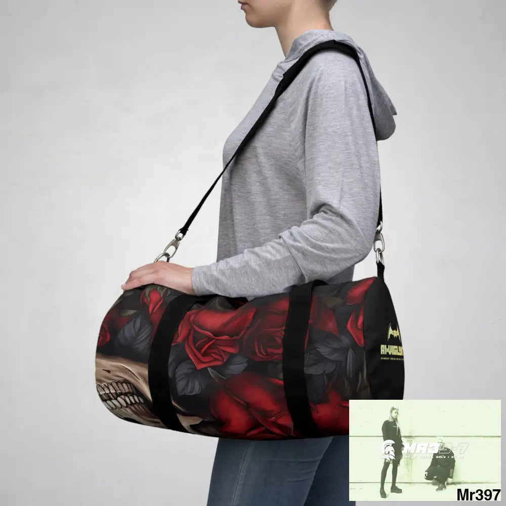A1-Vigilante Gothic Skulls & Roses Duffel Bag Bags