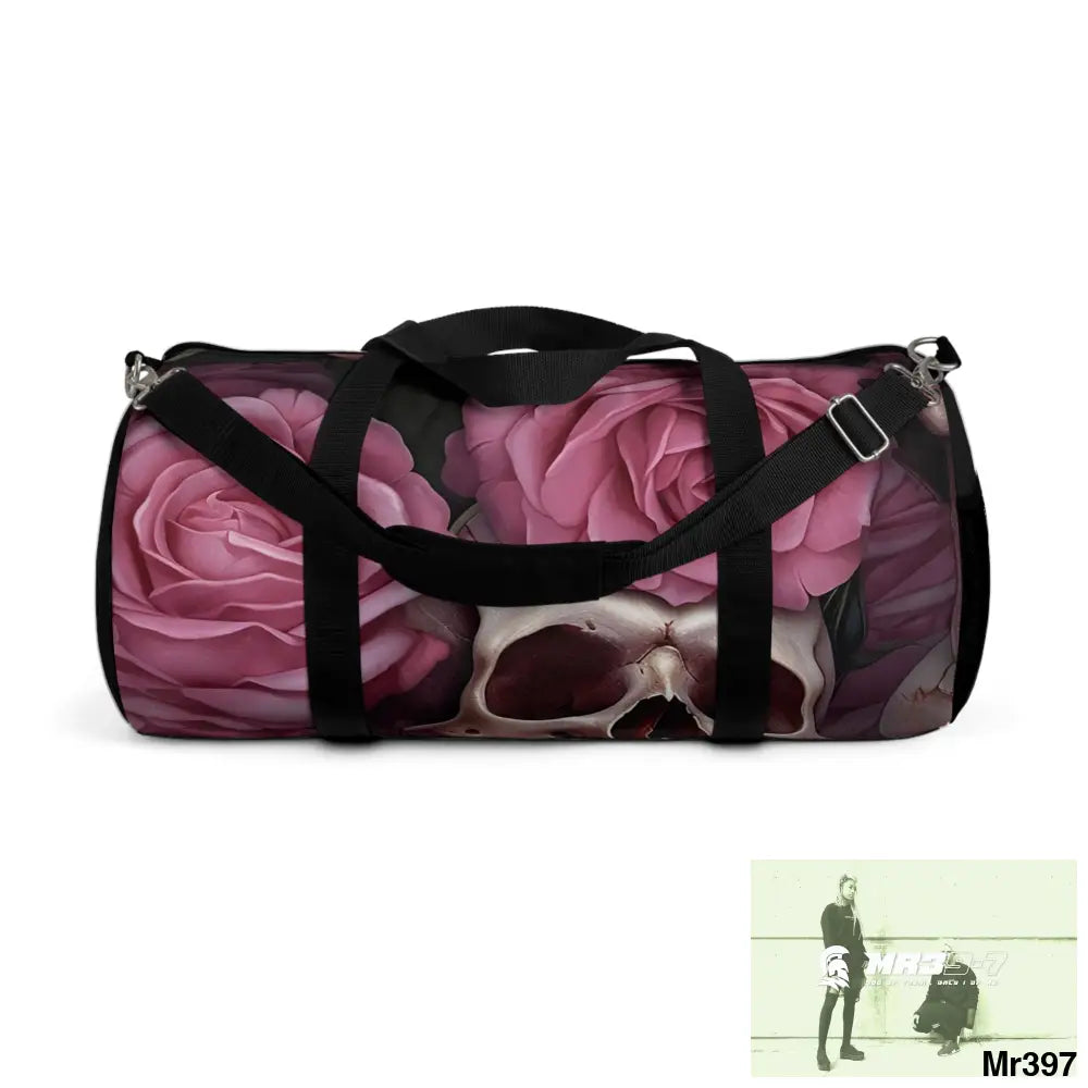 A1-Vigilante Gothic Skulls & Roses Duffel Bag Large Bags
