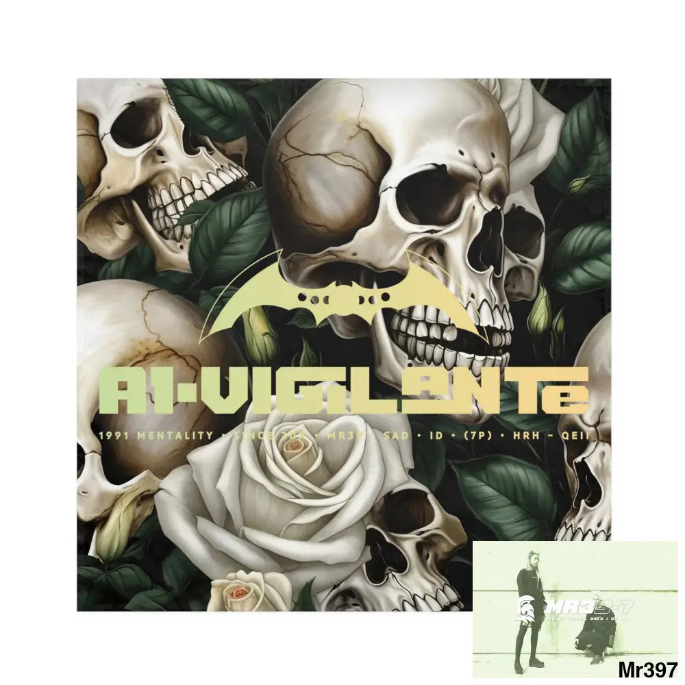 A1- Vigilante Gothic Skulls & Roses Napkins 4-piece set / White / 19’’ × 19’’ Accessories