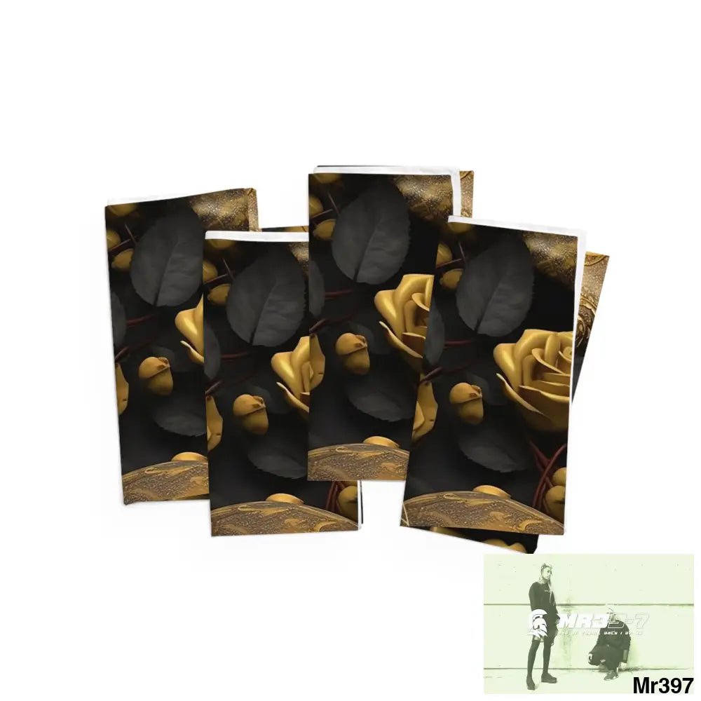 A1-Vigilante Gothic Skulls & Roses Napkins 4-piece set / White / 19’’ × 19’’ Accessories