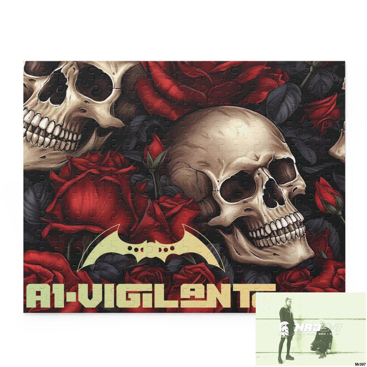 A1-vigilante Gothic skulls & Roses Puzzle (120 252 500-Piece) 14’’ × 11’’ (252 pcs) Puzzle