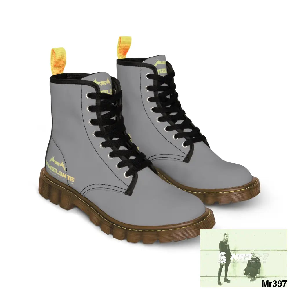 A1- Vigilante Grey Canvas Boots Shoes