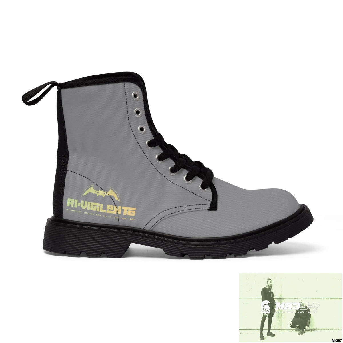 A1- Vigilante Grey Canvas Boots Shoes