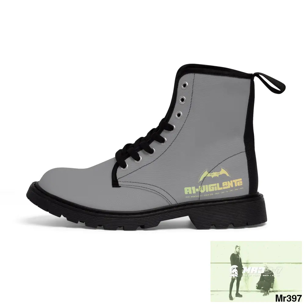 A1- Vigilante Grey Canvas Boots Shoes