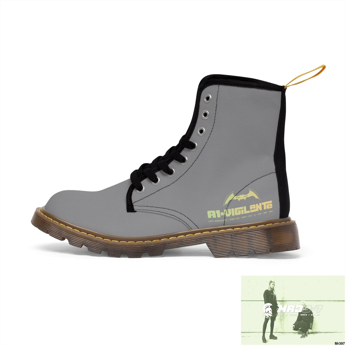 A1- Vigilante Grey Canvas Boots Shoes