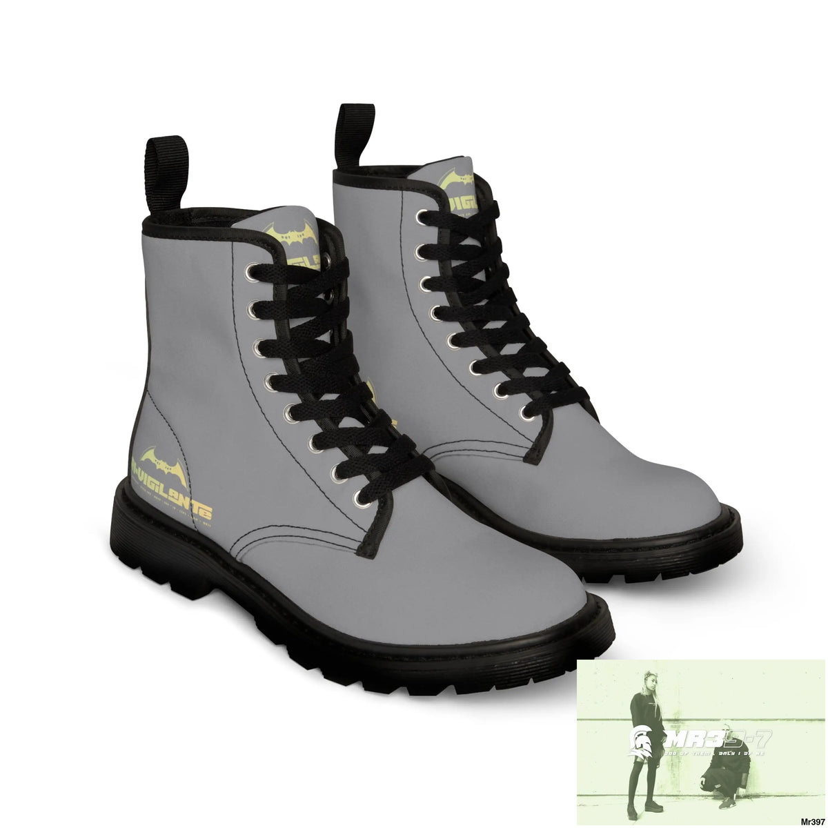 A1- Vigilante Grey Canvas Boots Shoes
