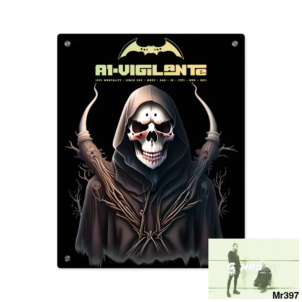 A1-Vigilante Halloween Reaper Graphic Acrylic Wall Art Panels 16″ x 20″ (Vertical) / 0.25’’ Home Decor