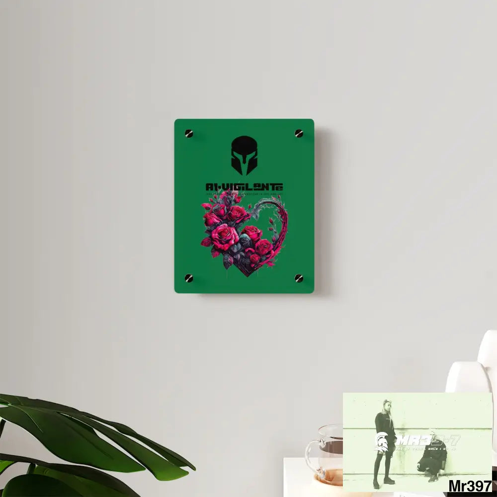 A1-Vigilante Heart made of Pink Roses on Black Background Acrylic Wall Art Panels Home Decor