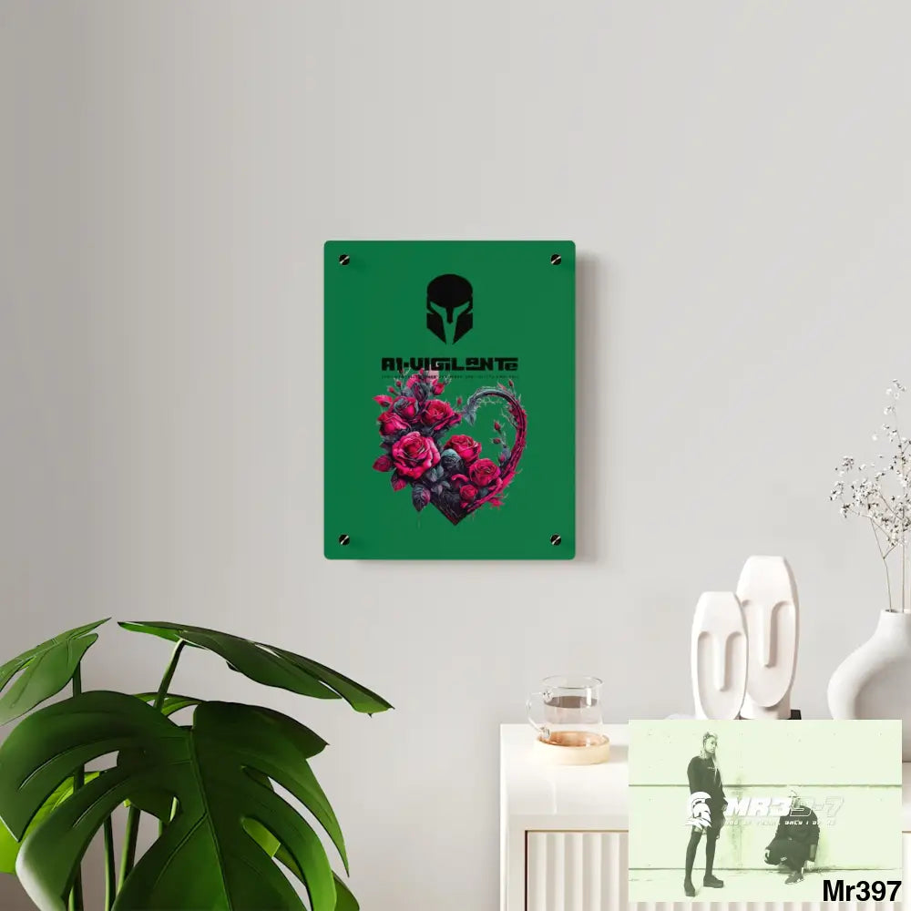 A1-Vigilante Heart made of Pink Roses on Black Background Acrylic Wall Art Panels Home Decor