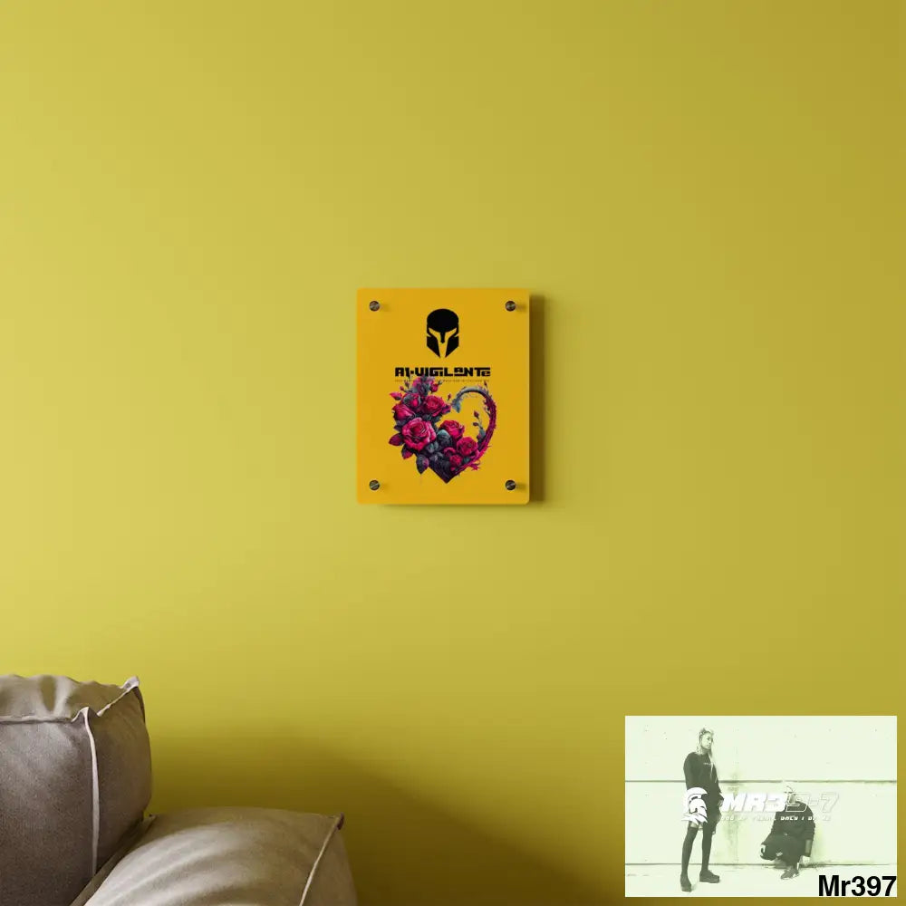 A1-Vigilante Heart made of Pink Roses on Black Background Acrylic Wall Art Panels Home Decor