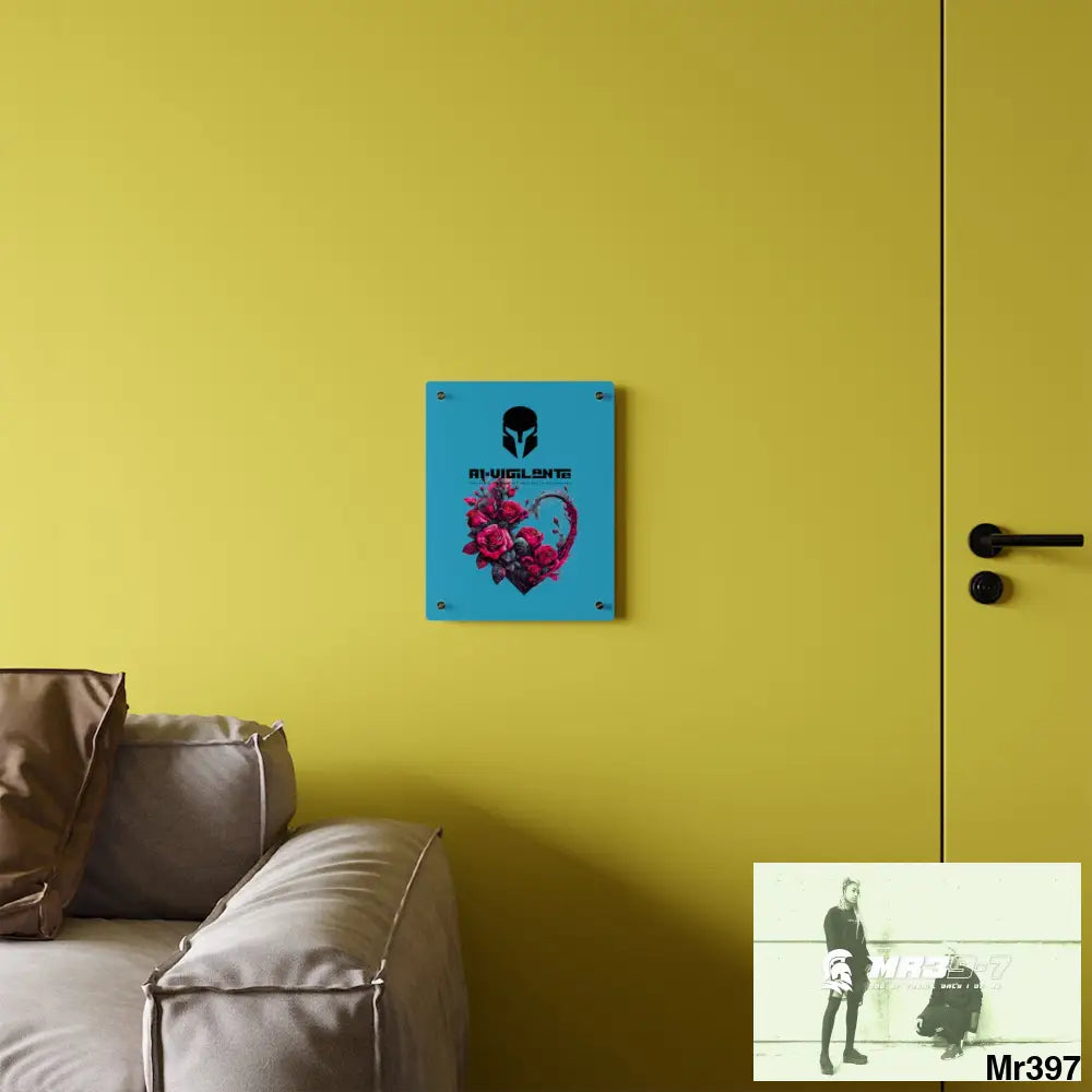 A1-Vigilante Heart made of Pink Roses on Black Background Acrylic Wall Art Panels Home Decor